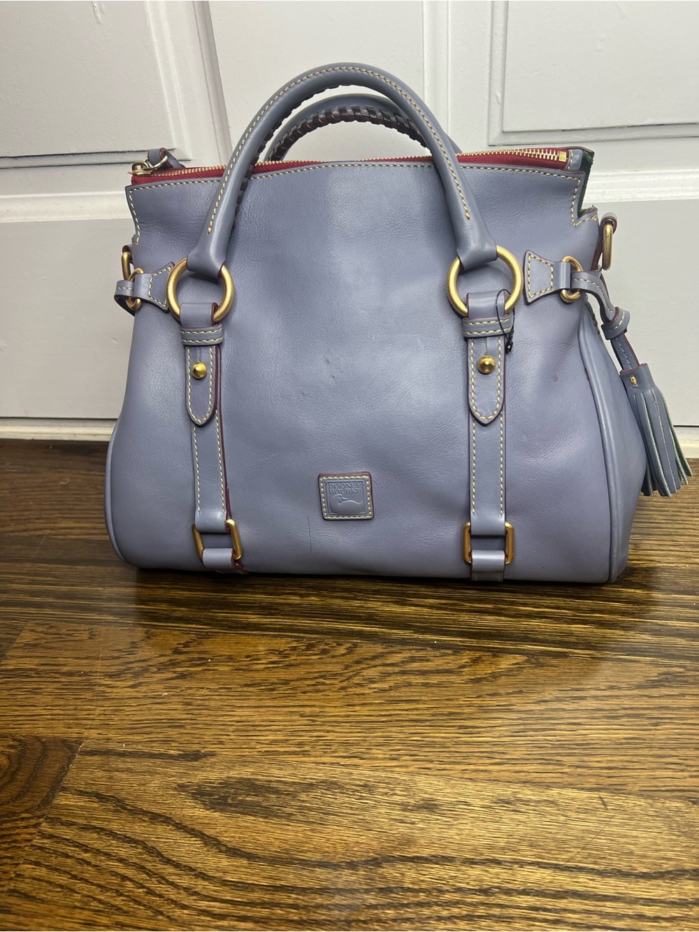Dooney & Bourke Steel Blue Leather Satchel - Picture 2 of 11